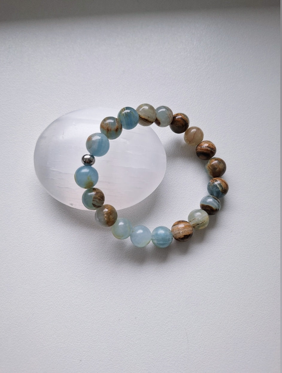 Lemūrijos Mėlynojo Kalcito Apyrankė